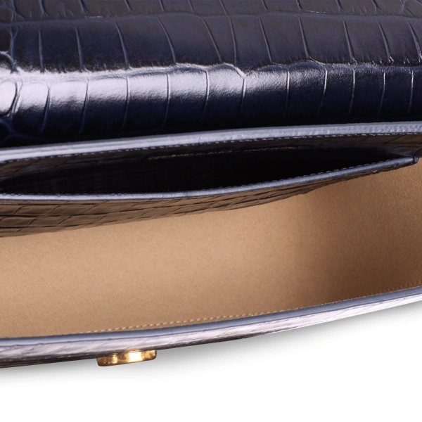 Ateliers Auguste Monceau in Midnight Blue Croco-Embossed Leather Shoulder Bag, view 4