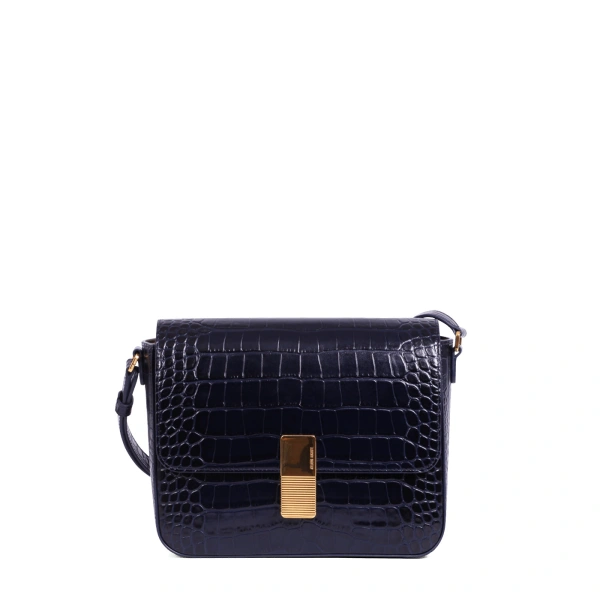 Monceau in Midnight Blue Croco-Embossed Leather