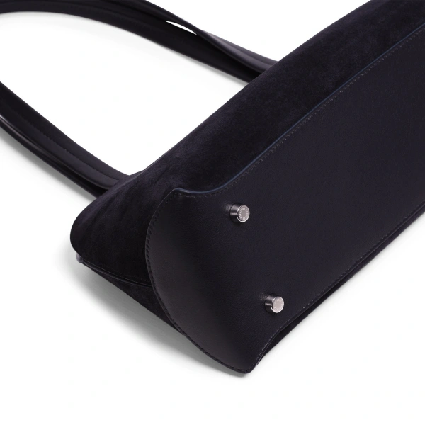 Ateliers Auguste Passy East West Silver Edition in Midnight Blue Suede Shoulder Bag, view 4