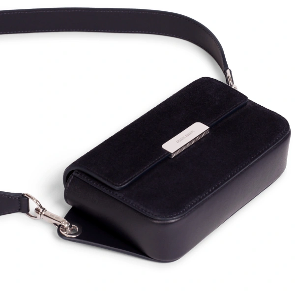 Ateliers Auguste Roquette Silver Edition in Midnight Blue Suede Crossbody Bag, view 4