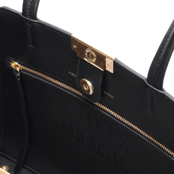 Ateliers Auguste Sévigné in Black Smooth Leather Tote Bag, view 5