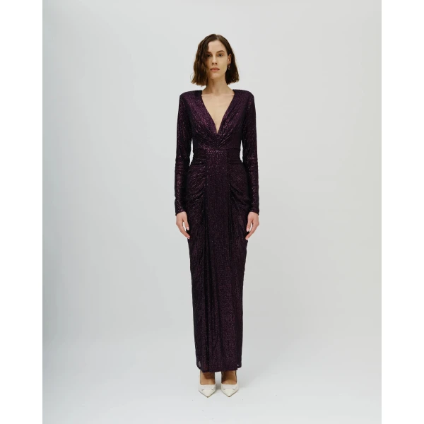 Avaro Figlio Amethyst Royal Purple Crystal Gown, view 2
