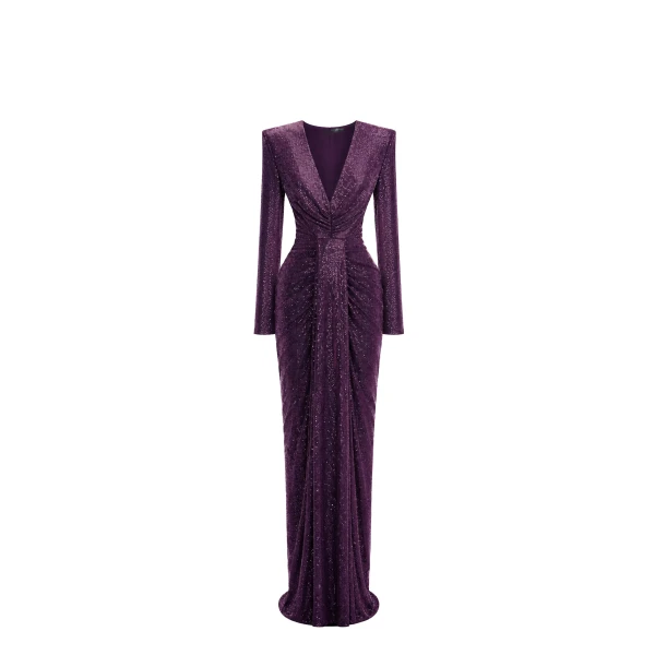 Avaro Figlio Amethyst Royal Purple Crystal Gown