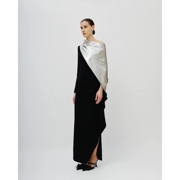 Avaro Figlio Axis One-Shoulder Sequin Gown, view 3
