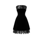 Avaro Figlio Bella Strapless Velvet Sequin Mini Dress