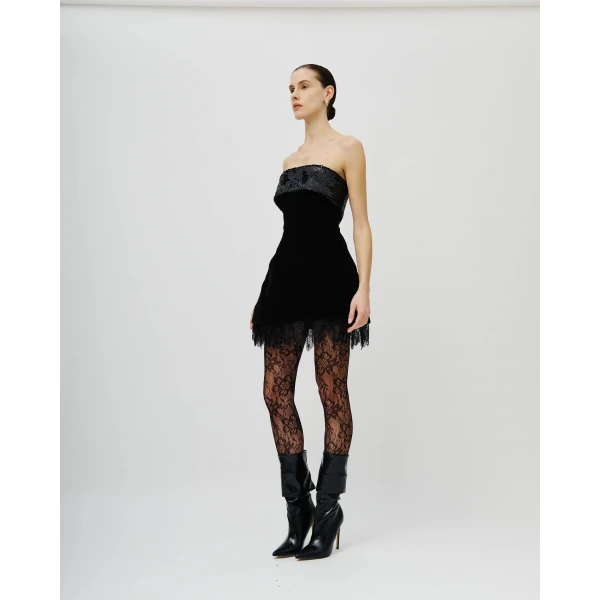 Avaro Figlio Bella Strapless Velvet Sequin Mini Dress, view 3