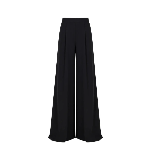 Bianca High-Waist Pleated Black Cady Trousers