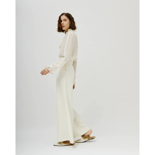 Avaro Figlio Bianca High-Waist Pleated Cady Trousers, view 2