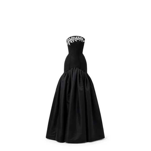 Avaro Figlio Black Corset Ball Gown with Lace