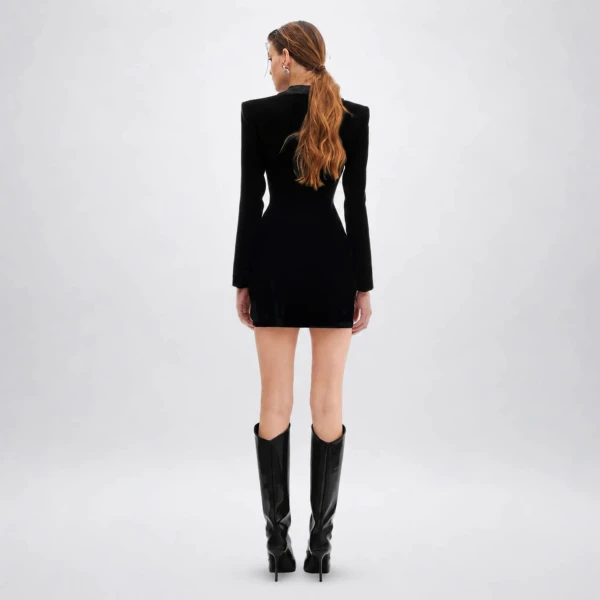 Avaro Figlio Black Crystal Cady Mini Dress, view 4