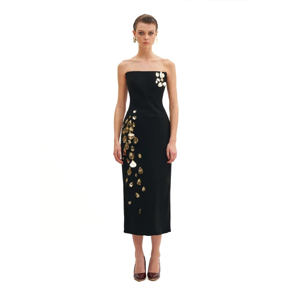 Corseted Tube Dress With Foglia d'Oro