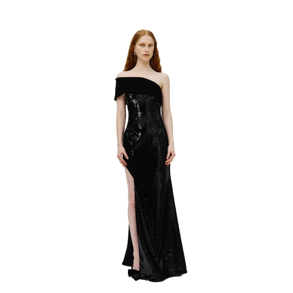 Avaro Figlio Eva Asymmetric Sequin & Cady Dress