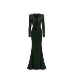 Avaro Figlio Forest Green Crystal Mermaid Maxi Dress