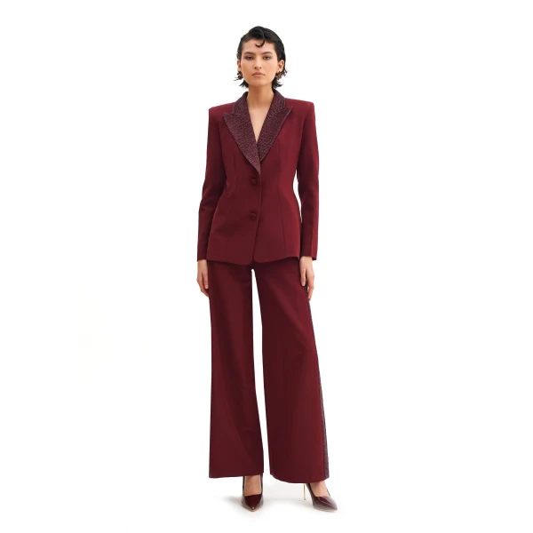 Garnet Trousers With Starlit Accents