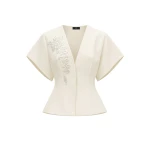 Avaro Figlio Kimono Love Cady Top with Floral Appliqué