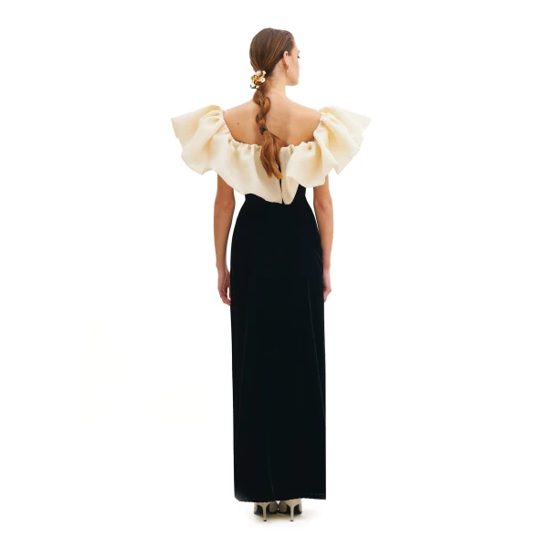 Avaro Figlio Maxi Dress With Radiance Jacquard Petals, view 2
