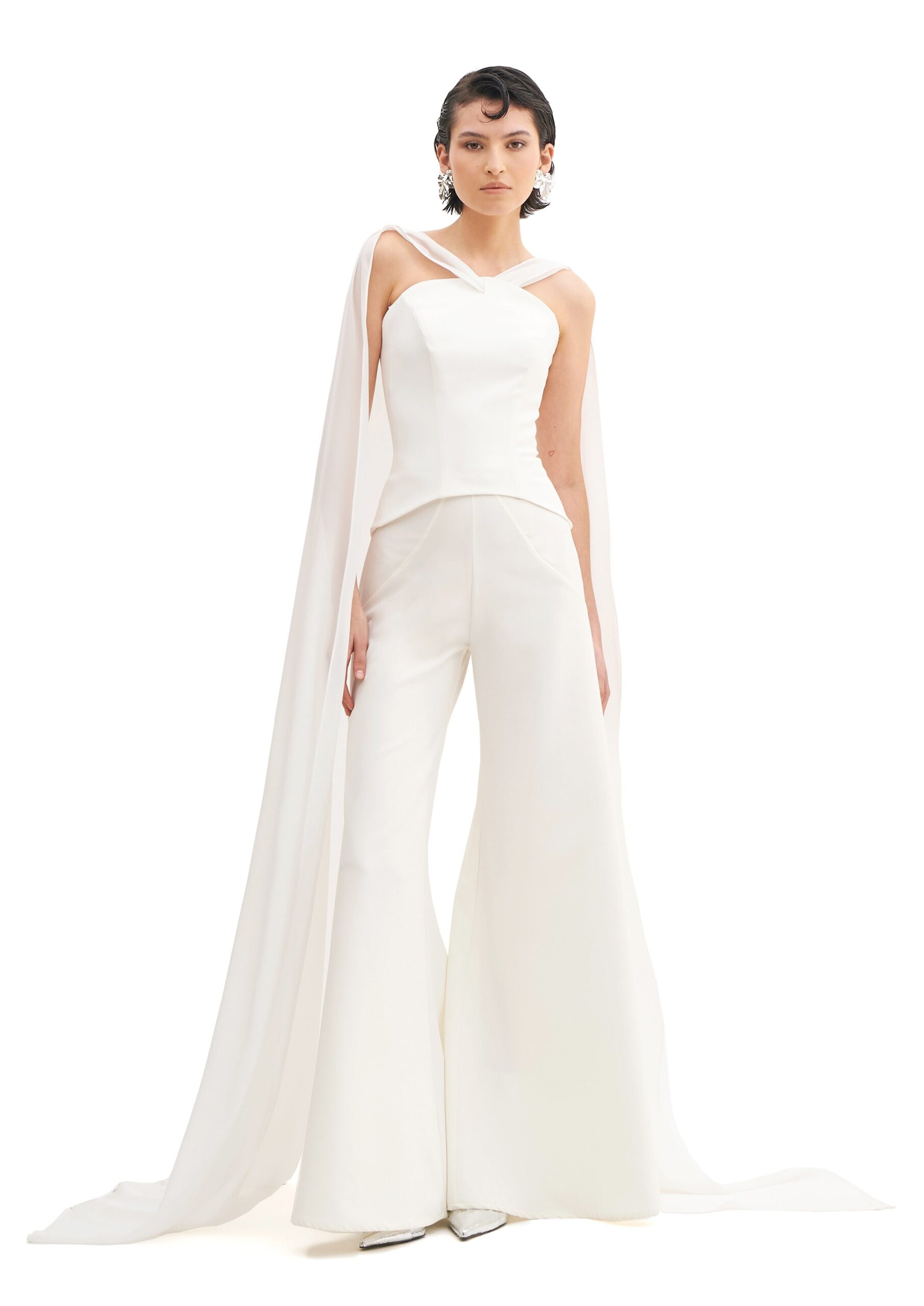 Avaro Figlio Moonlit Scarf Bustier Top in White