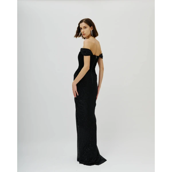 Avaro Figlio Nocturne Off-Shoulder Crystal Mermaid Gown, view 4
