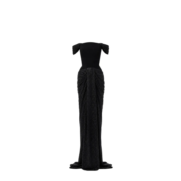 Avaro Figlio Nocturne Off-Shoulder Crystal Mermaid Gown