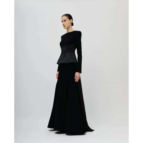 Avaro Figlio Noir Atelier Structured Basquine Gown, view 3