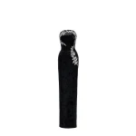 Avaro Figlio Noir Botanique Strapless Velvet Dress