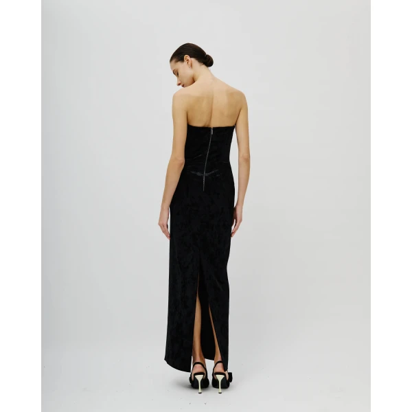 Avaro Figlio Noir Botanique Strapless Velvet Dress, view 5