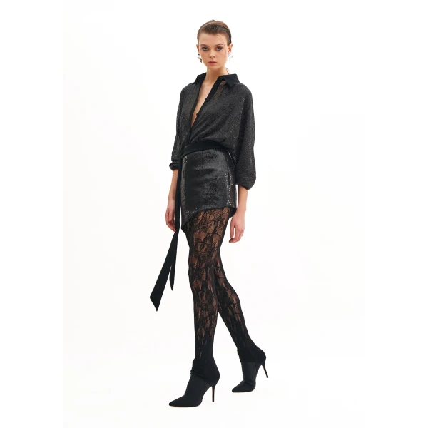 Avaro Figlio Noir Crystal Long Sleeves Shirt, view 4