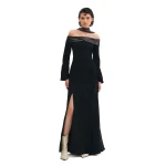 Avaro Figlio Off-Shoulder Maxi Dress With Sequins And Long Sleeves