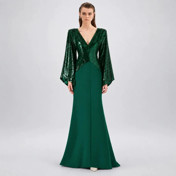 Avaro Figlio Sequin Kimono Maxi Dress with Slit, view 2