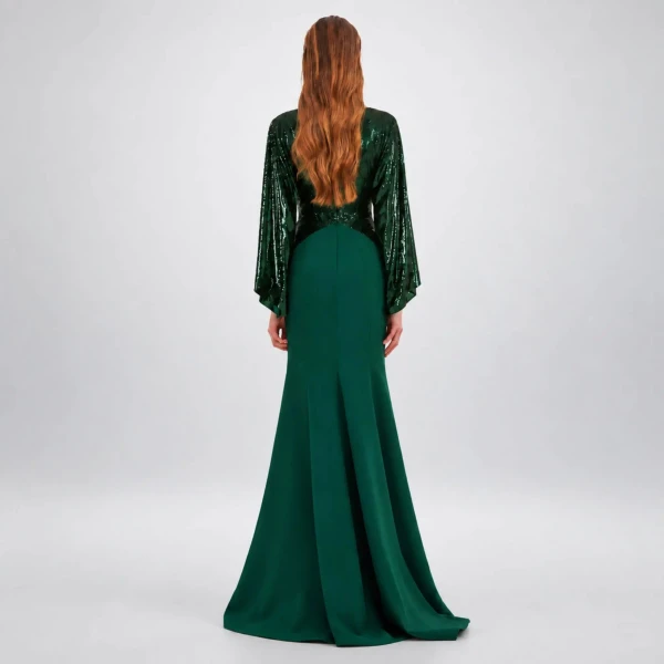 Avaro Figlio Sequin Kimono Maxi Dress with Slit, view 4