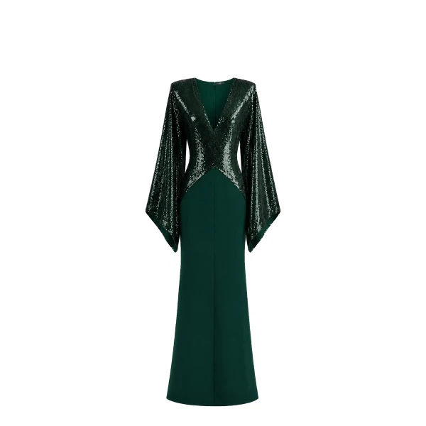 Sequin Kimono Maxi Dress with Slit