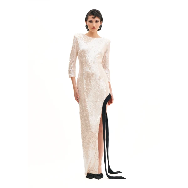 Sidecut Long Sleeves Dress With Cady Band Insert