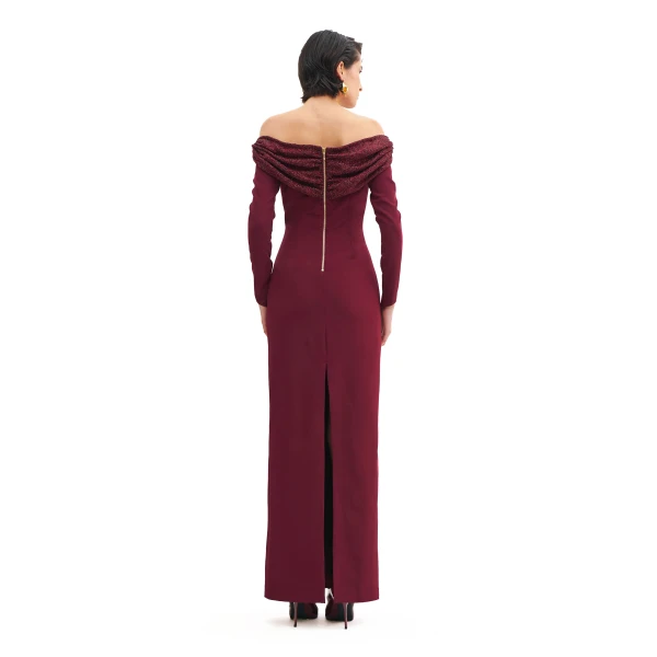 Avaro Figlio Starry Bardot Column Maxi Dress, view 3