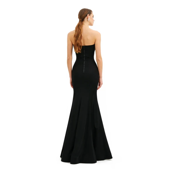 Avaro Figlio Strapless Gown With Gold Embroidery, view 3