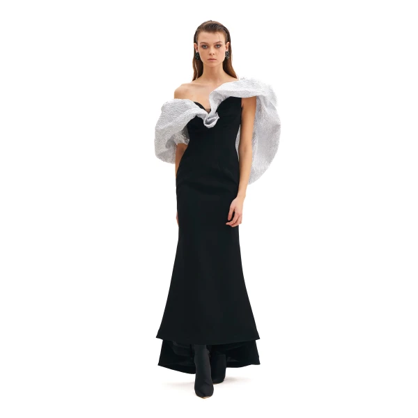 Tulip Maxi Dress With Jacquard Petals