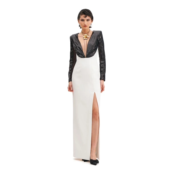 V-Neck Maxi Dress With Slit