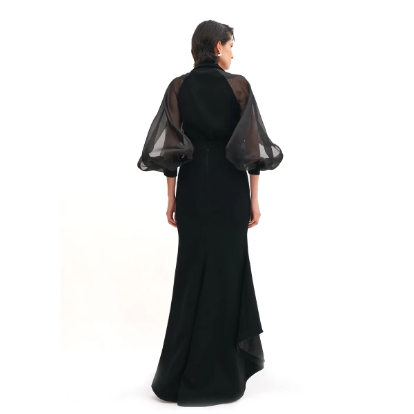 Avaro Figlio V-Neck Shirt With Silk Organza Sleeves, view 3