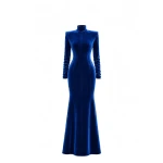 Avaro Figlio Velvet Opulence Midnight Blue Mermaid Maxi Dress