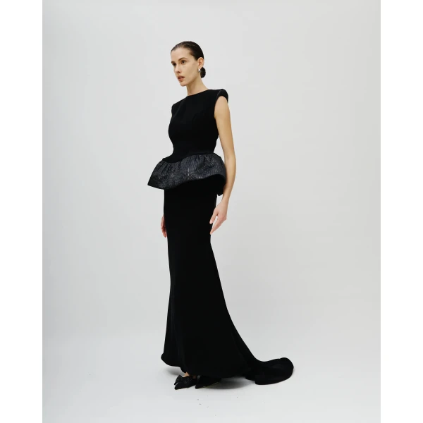 Avaro Figlio Vittoria Sculpted Peplum Mermaid Gown, view 3