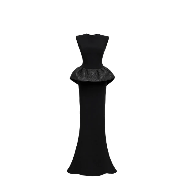 Avaro Figlio Vittoria Sculpted Peplum Mermaid Gown