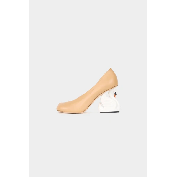 A.W.A.K.E. MODE Christine Cousin Shoes With Swan Heel Nude, view 2