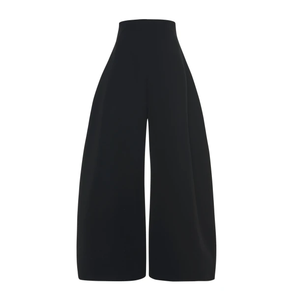 High Rise Rounded Trousers Black
