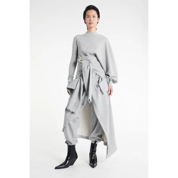A.W.A.K.E. MODE Jersey Jogger With Attached Shirt Skirt Grey Melange, view 2