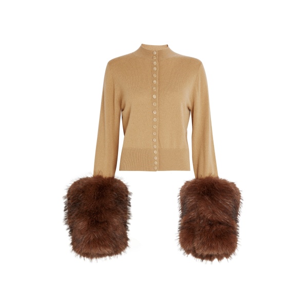 Knitted Cardigan Beige Brown