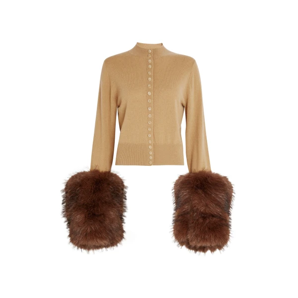 Knitted Cardigan Beige Brown