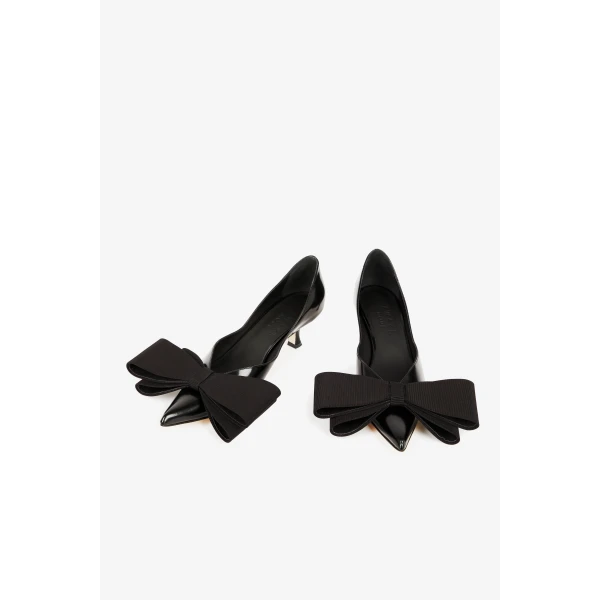 A.W.A.K.E. MODE Lea Shoe With Bow Black, view 2