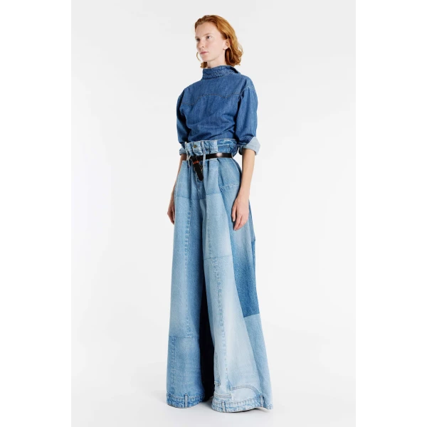 A.W.A.K.E. MODE Wide Leg Denim Pants Mid Blue, view 2