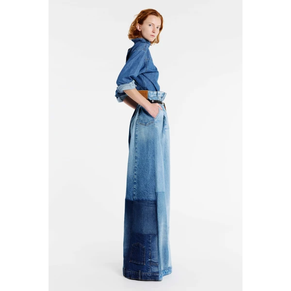 A.W.A.K.E. MODE Wide Leg Denim Pants Mid Blue, view 4
