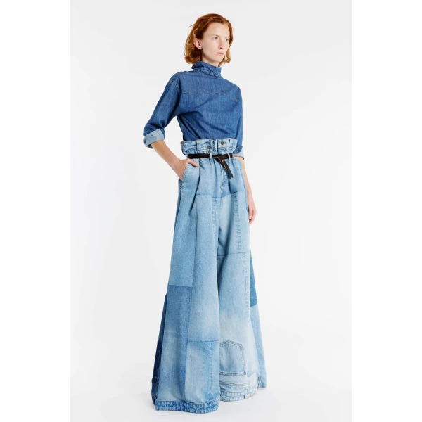 A.W.A.K.E. MODE Wide Leg Denim Pants Mid Blue, view 5
