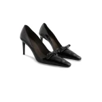 Bernadette Bowtie Lacquered High Heel Pump in Black | Heels | Coveti